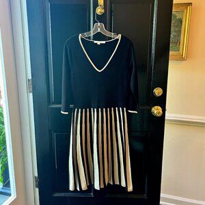 Boden Black and Gold Metallic Midi Dress